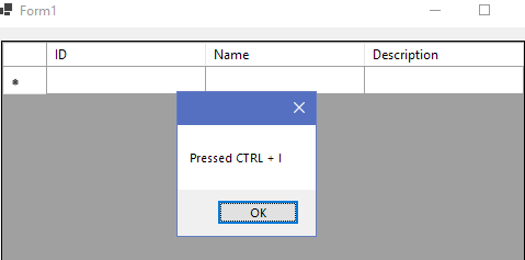 Result of pressing shortcut keys (CTRL + I)