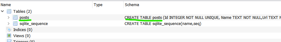 After SQLite DB CREATE TABLE